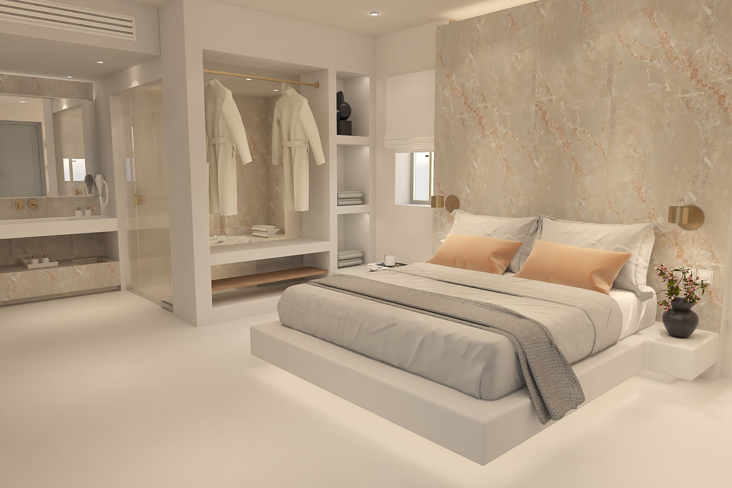 Bedroom with a built-in wardrobe